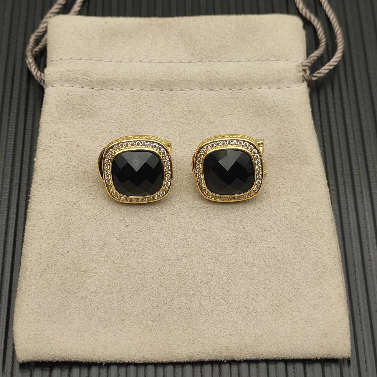 David Yurman Black Onyx & Diamond Cable Collectibles Clip-On Earrings